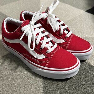 Vans Off the Wall Red Canvas Lace-Up Skate Shoes Men's 4.5/Women's 6